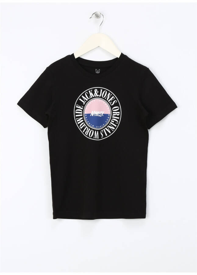 Jack & Jones Baskılı Siyah Erkek T-Shirt JORCOBIN TEE SS CREW NECK JNR - 3