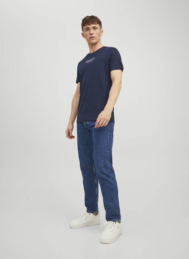 Jack & Jones Bisiklet Yaka Düz Lacivert Erkek T-Shirt - 6