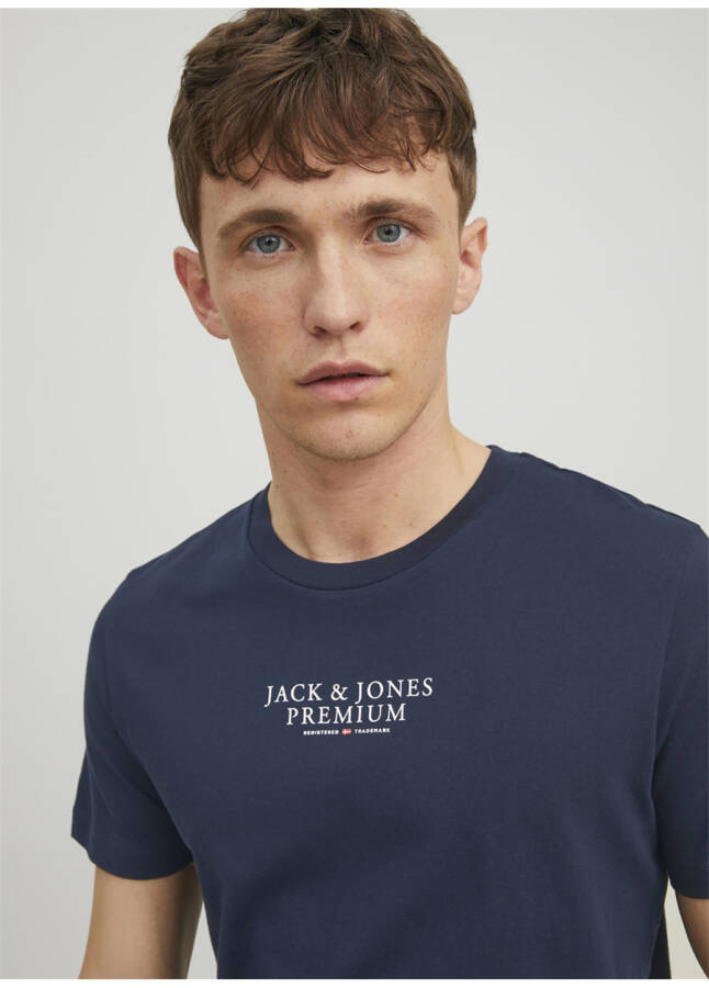 Jack & Jones Bisiklet Yaka Düz Lacivert Erkek T-Shirt - 10