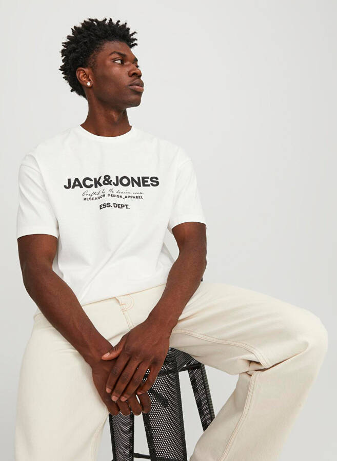 Jack & Jones Bisiklet Yaka Kırık Beyaz Erkek T-Shirt JJGALE TEE SS O-NECK LN - 4