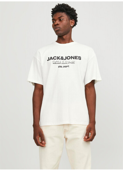 Jack & Jones Bisiklet Yaka Kırık Beyaz Erkek T-Shirt JJGALE TEE SS O-NECK LN - 18