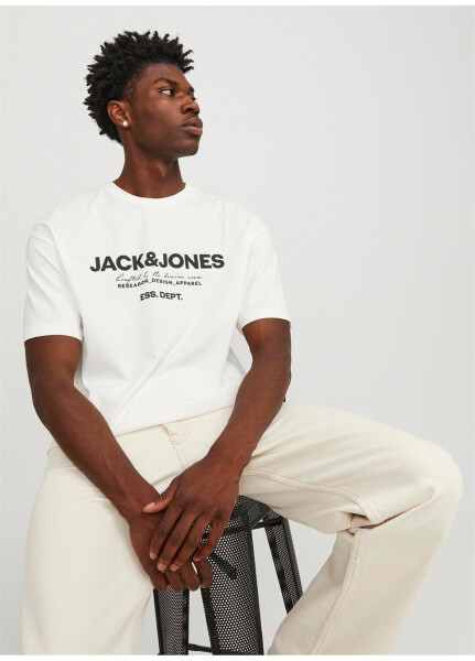 Jack & Jones Bisiklet Yaka Kırık Beyaz Erkek T-Shirt JJGALE TEE SS O-NECK LN - 20