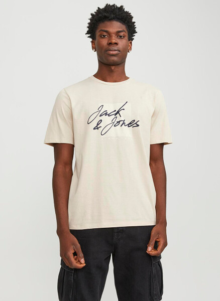 Jack & Jones Bisiklet Yaka Krem Erkek T-Shirt JJZURI TEE SS CREW NECK LN - 10