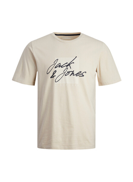 Jack & Jones Bisiklet Yaka Krem Erkek T-Shirt JJZURI TEE SS CREW NECK LN - 7