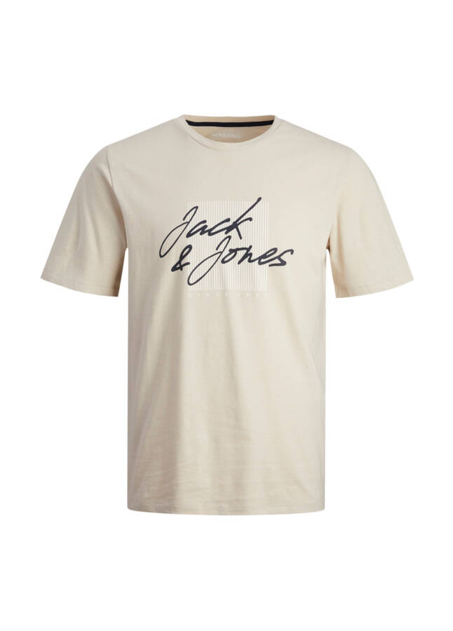 Jack & Jones Bisiklet Yaka Krem Erkek T-Shirt JJZURI TEE SS CREW NECK LN - 21