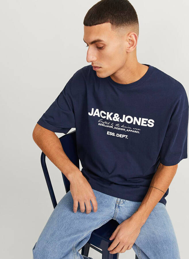 Jack & Jones Bisiklet Yaka Lacivert Erkek T-Shirt JJGALE TEE SS O-NECK LN - 3