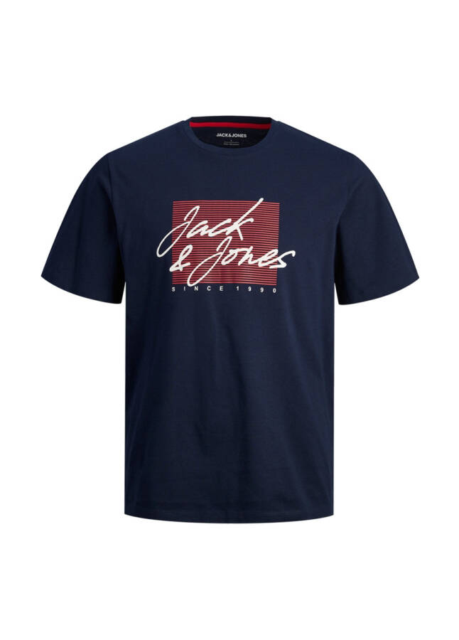 Jack & Jones Bisiklet Yaka Lacivert Erkek T-Shirt JJZURI TEE SS CREW NECK LN - 14