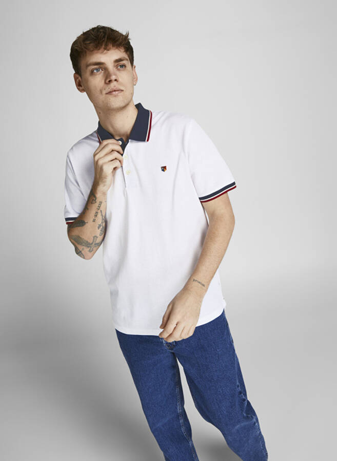 Jack & Jones Düz Kırık Beyaz Erkek Polo Tişört - 1