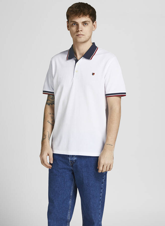 Jack & Jones Düz Kırık Beyaz Erkek Polo Tişört - 2