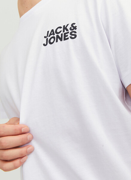 Jack & Jones Erkaklar uchun Oq Dumaloq Yaka T-ko'ylak - 2