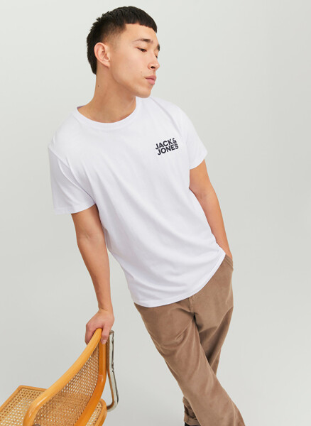 Jack & Jones Erkek Beyaz Yuvarlak Yaka T-Shirt - 5