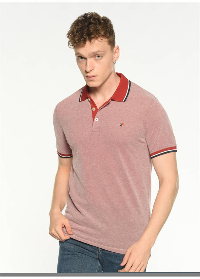 Jack & Jones Erkek Düz Koyu Kırmızı Polo Tişört - 6