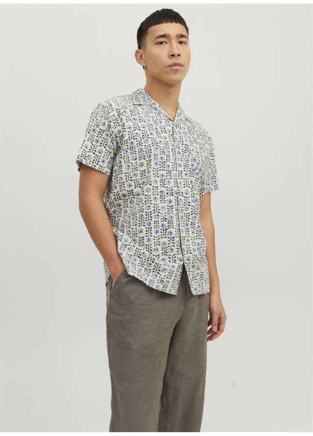 Jack & Jones Men's Shirt, Blue Pattern, 12234367_JPRBLULANDON PRINT RESORT - 8