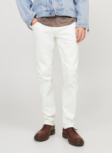 Jack & Jones Pastki Bel Slim Fit Oq Erkaklar Denim Shimlari - 11