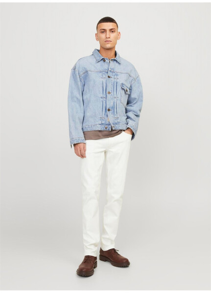 Jack & Jones Pastki Bel Slim Fit Oq Erkaklar Denim Shimlari - 18