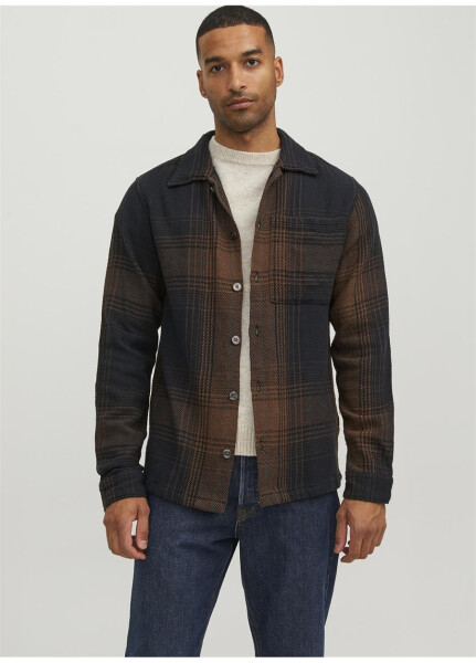 Jack & Jones Rahat Kahve Çizgili Erkek Gömlek JPRBLATONY HEAVY CHECK OVERSHIRT L/ - 11