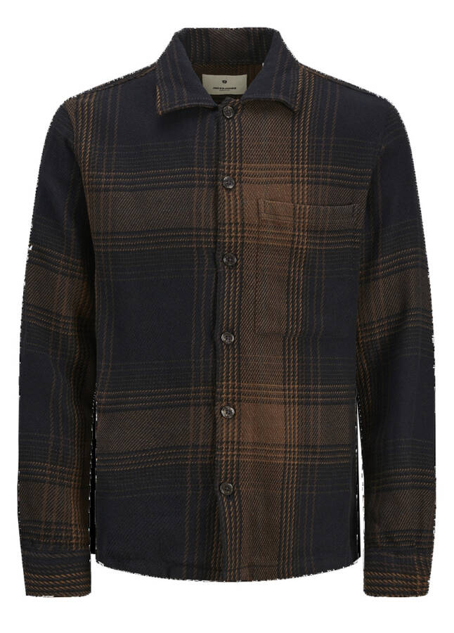 Jack & Jones Rahat Kahve Çizgili Erkek Gömlek JPRBLATONY HEAVY CHECK OVERSHIRT L/ - 12