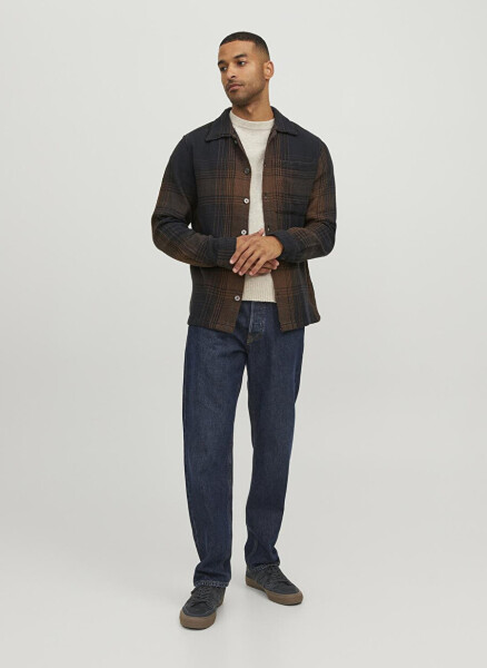 Jack & Jones Rahat Kahve Çizgili Erkek Gömlek JPRBLATONY HEAVY CHECK OVERSHIRT L/ - 1