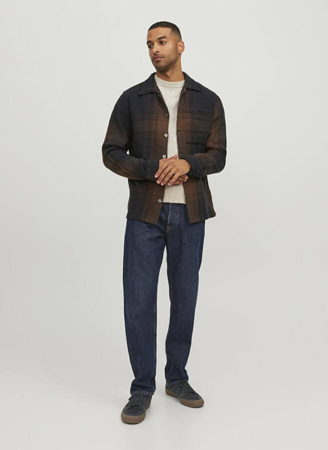 Jack & Jones Rahat Kahve Çizgili Erkek Gömlek JPRBLATONY HEAVY CHECK OVERSHIRT L/ - 1