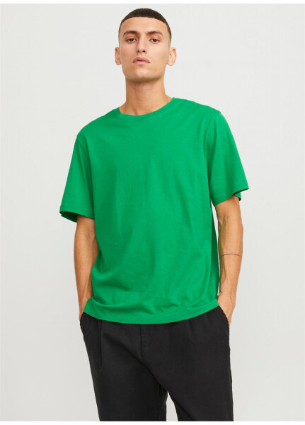 Jack & Jones Round Neck Green Men's T-Shirt JJEORGANIC BASIC TEE SS O-NECK NOOS - 15