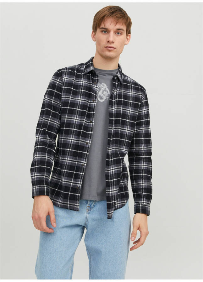 Jack & Jones Slim Fit Açık Mavi Erkek Gömlek 12237039_JJPLAIN FALL CHECK SHIRT L - 2