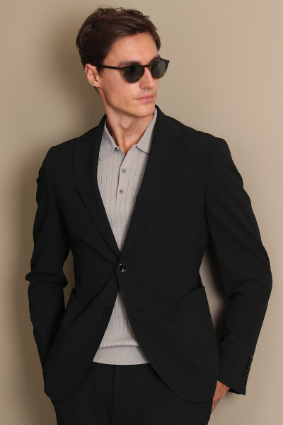 Jack Sport Erkaklar Blazer Ko'ylagi Slim Fit Qora - 4