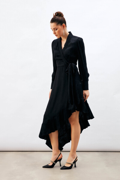 Jacquard Asymmetrical Dress - Black - 2