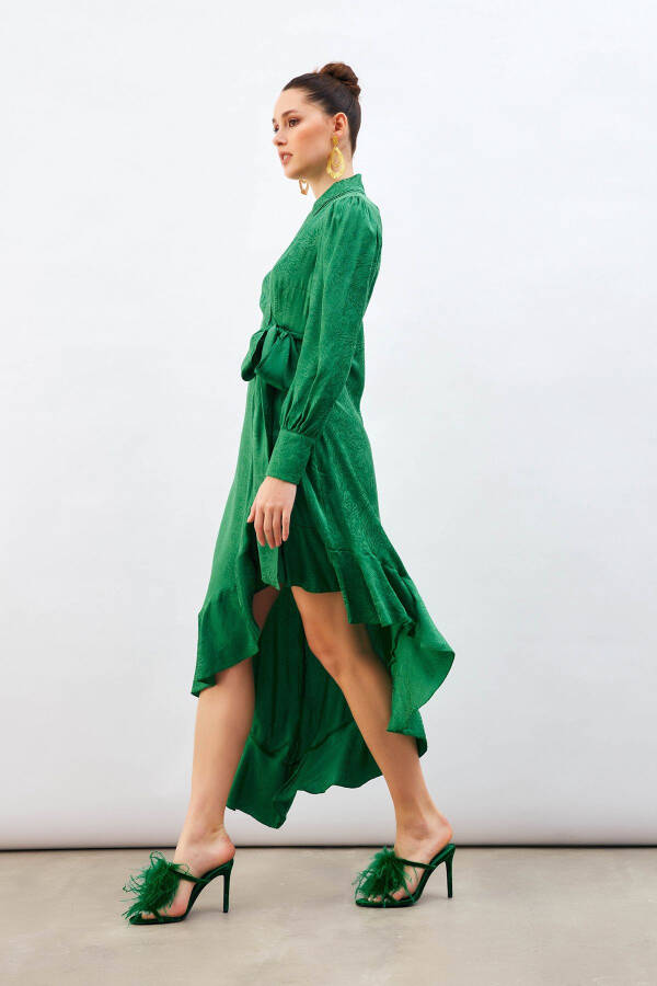 Jacquard Asymmetrical Dress - Green - 4