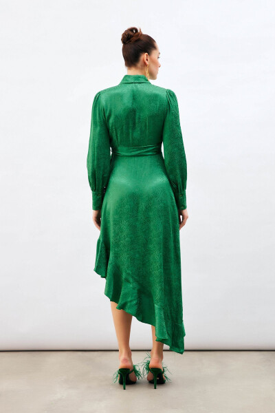 Jacquard Asymmetrical Dress - Green - 8