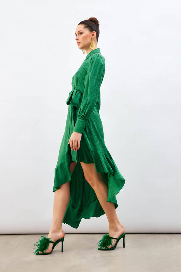 Jacquard Asymmetrical Dress - Green - 12