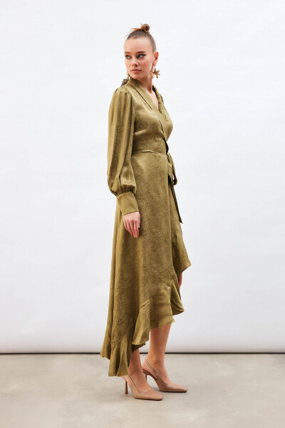 Jacquard Asymmetrical Dress - Khaki - 3