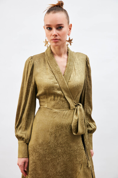 Jacquard Asymmetrical Dress - Khaki - 12