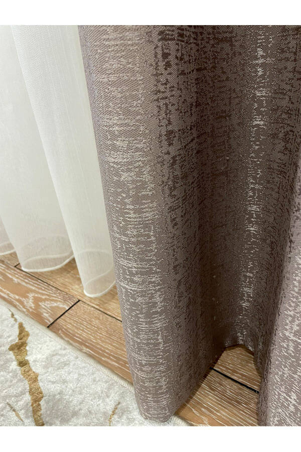 Jacquard Ground Self-Patterned 1/2.5 Pleated Blackout Curtain - Hazelnut Coffee - 3