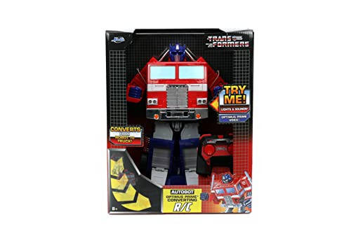 Jada Toys - Transformers Optimus Prime Dönüşen RC Araç - Çocuk Oyuncakları Hediyesi - Kamyon'dan Robota Dönüşüm - Işıklar & Sesler - Tam Fonksiyonlu Uzaktan Kumanda - 13' Uzun - 2