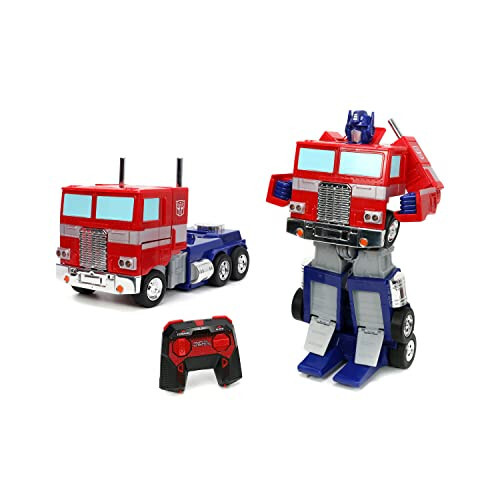 Jada Toys - Transformers Optimus Prime Konvertatsiya qiluvchi RC Avtomobil - Bolalar o'yinchoq sovg'asi - Yuk mashinasidan robotga o'zgarish - Chiroqlar va tovushlar - To'liq funksiyali masofadan boshqarish pulti - 13' Uzun - 8