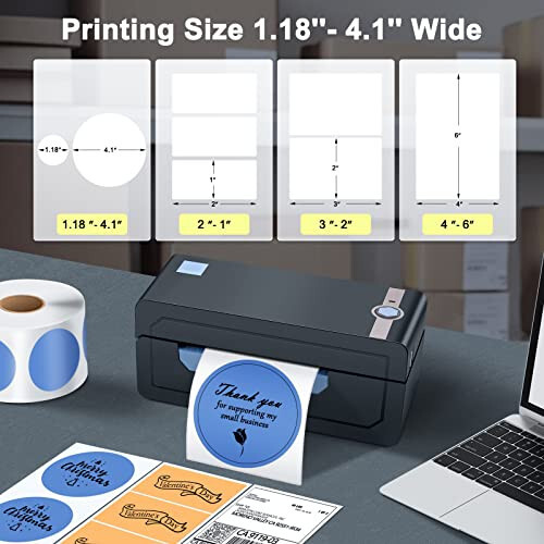 JADENS Bluetooth Thermal Shipping Label Printer - Wireless 4x6 Shipping Label Printer, Compatible with Android&iPhone and Windows, Widely Used for Ebay, Modazone, Shopify, Etsy, USPS - 17