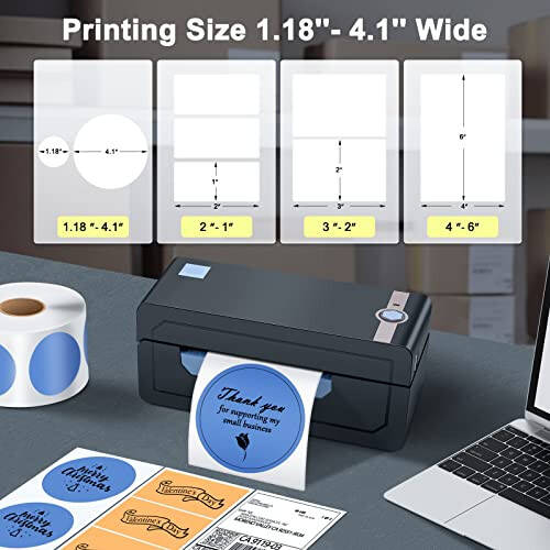 JADENS Bluetooth Thermal Shipping Label Printer - Wireless 4x6 Shipping Label Printer, Compatible with Android&iPhone and Windows, Widely Used for Ebay, Modazone, Shopify, Etsy, USPS - 17