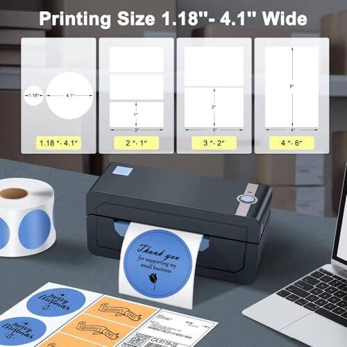 JADENS Bluetooth Thermal Shipping Label Printer - Wireless 4x6 Shipping Label Printer, Compatible with Android&iPhone and Windows, Widely Used for Ebay, Modazone, Shopify, Etsy, USPS - 5