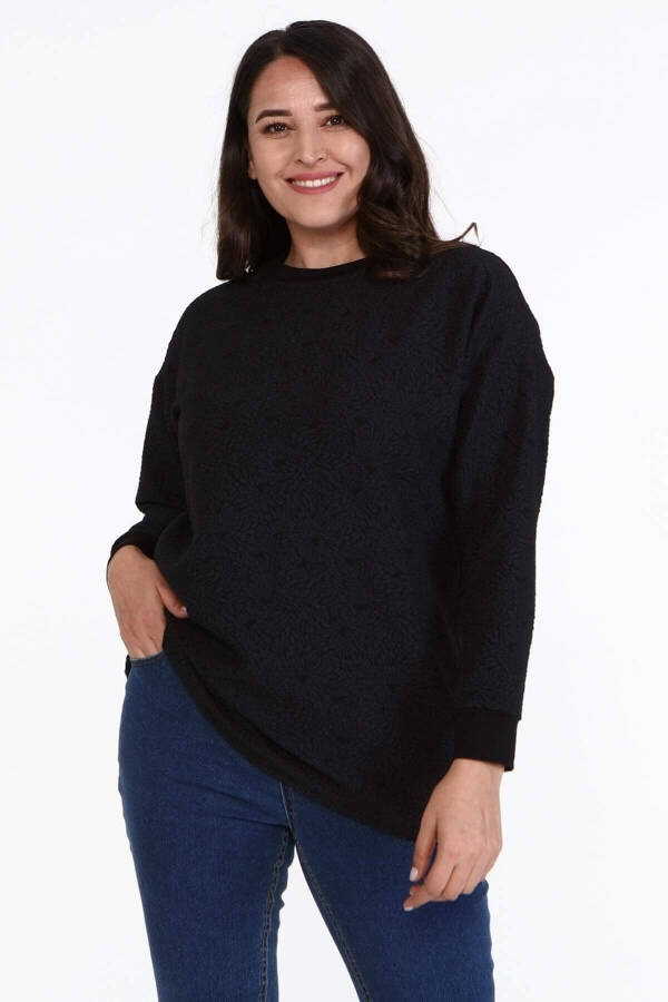 Jakarlı Bisiklet Yaka Sweatshirt - 3