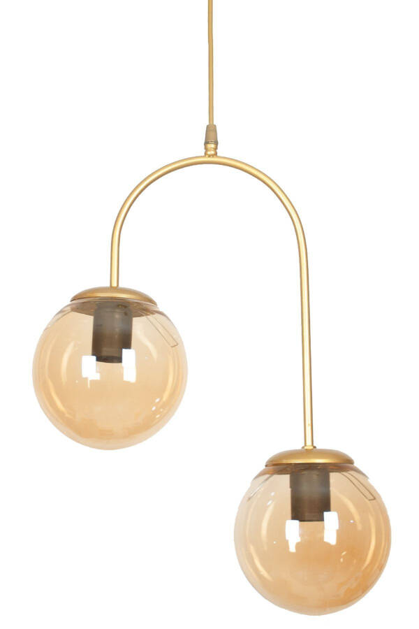 Janin Modern Pendant Light Antique Color Body Honey Glass Living Room - Kitchen - Bedroom 2 Piece Chandelier - 3