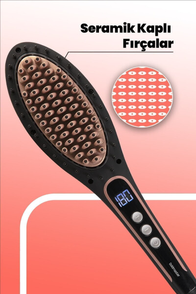 Jasmin Digital Display Tourmaline Ceramic Ionic Hair Straightening Brush Comb - 20