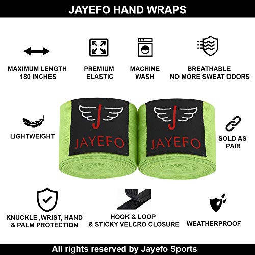 Jayefo Sports Hand Wraps 180 Inches Inner Boxing Gloves Martial Arts Wraps for Men & Women Boxing MMA Kickboxing Muay Thai - Pair - 2