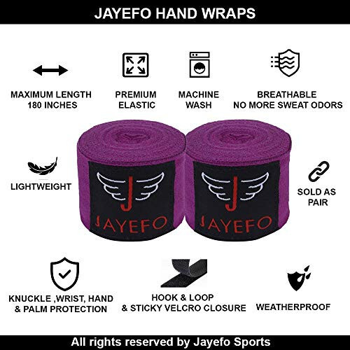 Jayefo Sports Hand Wraps 180 Inches Inner Boxing Gloves Martial Arts Wraps for Men & Women Boxing MMA Kickboxing Muay Thai - Pair - 2