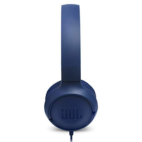 JBL Tune 500 - Wired on-ear headphones, JBL Pure Bass Sound, 1-button remote/mic, Tangle-free flat cable, Lightweight and foldable design, Ask Siri or Google Now (Blue) - 2