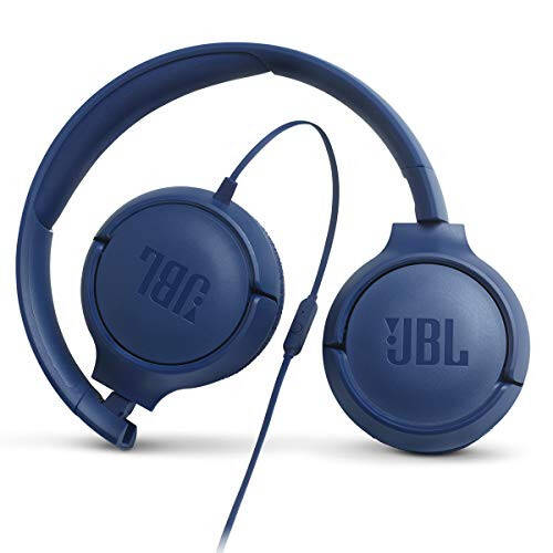 JBL Tune 500 - Wired on-ear headphones, JBL Pure Bass Sound, 1-button remote/mic, Tangle-free flat cable, Lightweight and foldable design, Ask Siri or Google Now (Blue) - 6