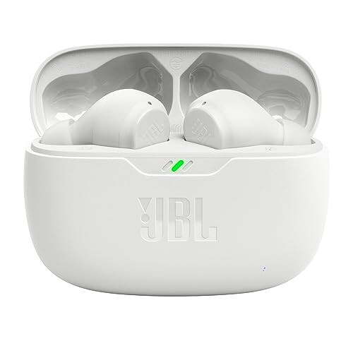 JBL Vibe Beam - Haqiqi simsiz JBL chuqur basli quloqchinlar, Bluetooth 5.2, suv va changdan himoyalangan, VoiceAware bilan qo'lsiz qo'ng'iroq, 32 soatgacha batareya quvvati (oq) - 2