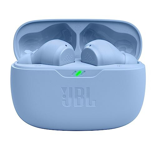 JBL Vibe Beam - Haqiqi Simsiz JBL Chuqur Bass Ovozli Quloqchinlar, Bluetooth 5.2, Su va Changga Chidamli, VoiceAware bilan Qo'lsiz qo'ng'iroq, 32 soatgacha Batareya Ishlash muddati (Moviy) - 2