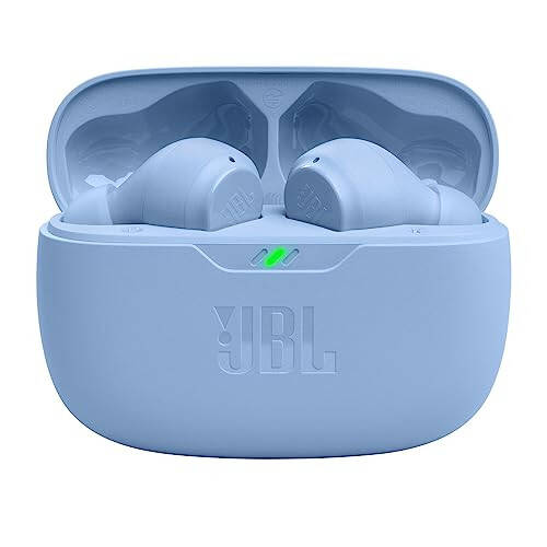 JBL Vibe Beam - Haqiqi Simsiz JBL Chuqur Bass Ovozli Quloqchinlar, Bluetooth 5.2, Su va Changga Chidamli, VoiceAware bilan Qo'lsiz qo'ng'iroq, 32 soatgacha Batareya Ishlash muddati (Moviy) - 2