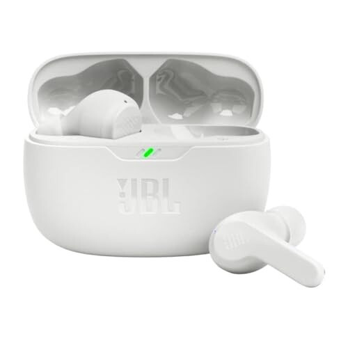 JBL Vibe Beam - True Wireless JBL Deep Bass Sound Earbuds, Bluetooth 5.2, Water & Dust Resistant, Hands-free call with VoiceAware, Up to 32 hours of battery life (White) - 1