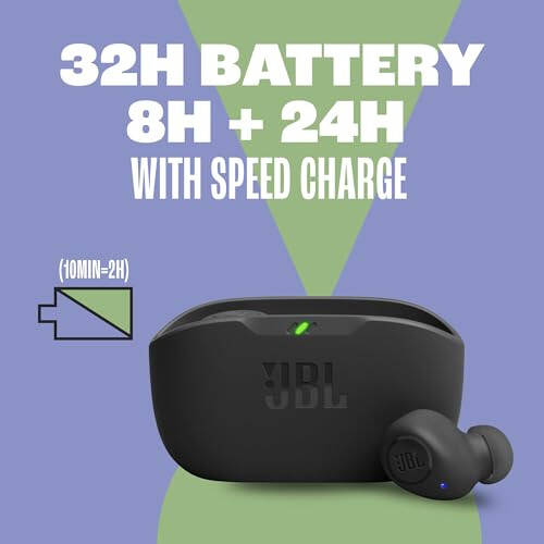 JBL Vibe Buds - True Wireless Earbuds, Smart Ambient, VoiceAware, Up to 32 total hours of battery life with speed charging, Water and dust resistant, JBL Deep Bass Sound (Black) - 12